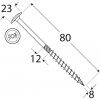 Vrut speciální DOMAX CT tesařský konstrukční vrut s talířovou hlavou zinek žlutý DMX ø (mm): 8, délka vrutu: 80, TORX: T40