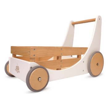 Kinderfeets dřevěný vozík na hračky a nácvik chůze bílý