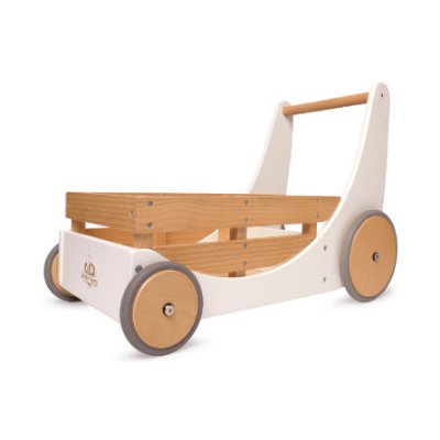 Kinderfeets dřevěný vozík na hračky a nácvik chůze bílý