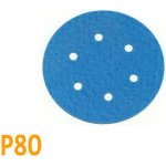 Brusný papír pro excentrickou brusku, P80, Průměr: 125mm, 6 děr, 100ks