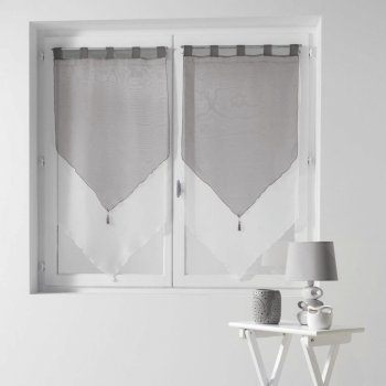 Douceur d'intérieur Krátká záclona s poutky DUO, voál, s třásněmi, 2 kusy 60 x 120 cm