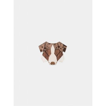BeWooden dřevěná brož ve tvaru psa Australian Shepherd hnědá BR36
