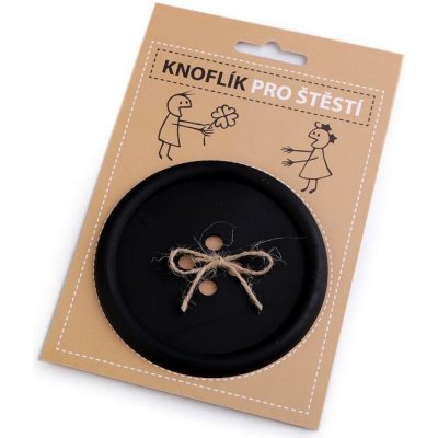 Knoflík pro štěstí podtácek 9cm černý