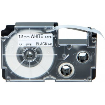 Alternativní páska pro Casio XR-12WE, 12 mm x 8 m, černý tisk + bílý podklad