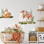 INSPIO 9224f Samolepky na zeď dětské - Liška, srnka, veverka, velikost 90 x 100 cm – Hledejceny.cz