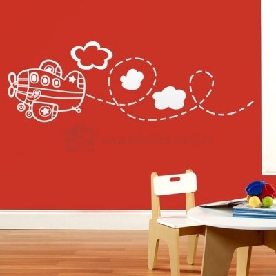Dekorace-steny.cz - Samolepka na zeď - Dětské letadlo 30 x 100 cm - 833 – Sleviste.cz