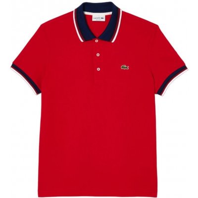 Lacoste tretch Cotton Piqué Contrast Collar Polo Shirt red