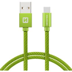 Swissten 71521207 USB 2.0 typ A na C, USB 2.0, zástrčka A - zástrčka C, opletený, 1,2m, zelený