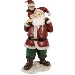 Červená vánoční dekorace socha Santa s chlapcem - 11*8*23 cm - Clayre & Eef – Hledejceny.cz