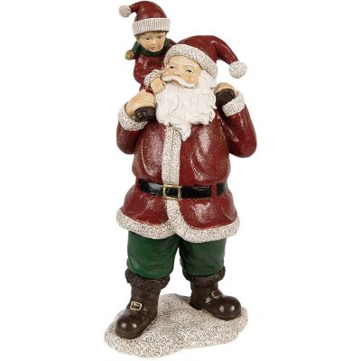 Červená vánoční dekorace socha Santa s chlapcem - 11*8*23 cm - Clayre & Eef – Hledejceny.cz