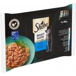 Sheba Selection in Sauce losos a treska tmavá bílá ryba mořská ryba treska obecná 4 x 85 g – Hledejceny.cz