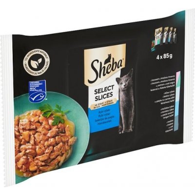 Sheba Select Slices Rybí výběr ve šťávě 4 x 85 g – Zbozi.Blesk.cz