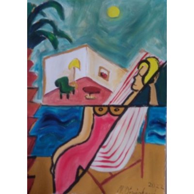 Věra Orzághová, Aby měla dušička pokoj, Malba na papíře, akrylové barvy, 30 x 40 cm – Zboží Mobilmania