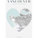 Plakát Mapa města Vancouver srdce 40X50 cm