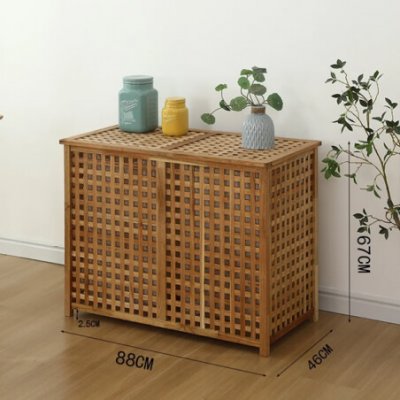 Velký dvojitý koš na prádlo, prádelní truhla z masivního ořechového dřeva s vnitřním plátěným sáčkem. Rozměry: 88x46x67cm. – Hledejceny.cz