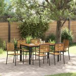 Omaxi 455598 Zahradní jídelní souprava 7 pcs Černá 150 x 90 x 75 cm – Hledejceny.cz