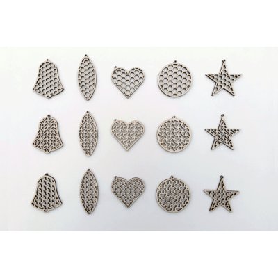 MAJADESIGN Dřevěné vánoční ozdoby sada MODERN 15 ks Velikost ozdoby: 7 cm – Hledejceny.cz