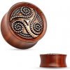 Piercing Šperky4U dřevěný plug do ucha Rose Wood s ornamenty PL01173-06