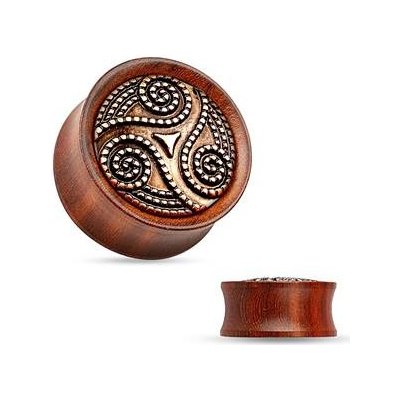 Šperky4U dřevěný plug do ucha Rose Wood s ornamenty PL01173-12