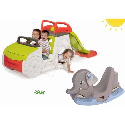 Smoby set prolézačka Adventure Car se skluzavkou a houpačka Slon s pohyblivýma ušima 840200-28 – Zbozi.Blesk.cz