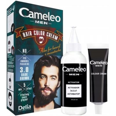 Cameleo Men Hair Color Cream 3.0 Tmavě hnědá barva na vousy a knír 30 ml – Zboží Dáma