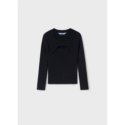 Mayoral svetr s průstřihem žebro černý – Zboží Dáma