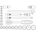 Dedra HARTSSON sada nástrčných klíčů 1/2", 25-dílů HEX, CrV 17K025 – Zboží Dáma