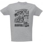Tričko s potiskem Motocyklová soutěž pánské Šedá melír – Hledejceny.cz