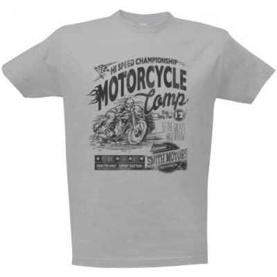 Tričko s potiskem Motocyklová soutěž pánské Šedá melír – Hledejceny.cz