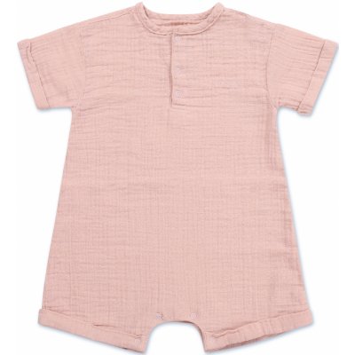 Moniel dětský rostoucí mušelínový overal s krátkým rukávem Pink – Zboží Mobilmania
