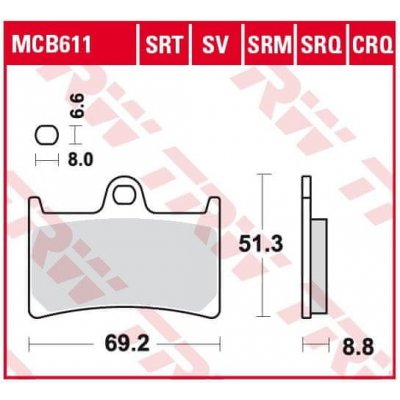 TRW Přední brzdové destičky TRW / Lucas Yamaha MT-07 700 , A 2014 - 2016 směs SRT – Hledejceny.cz