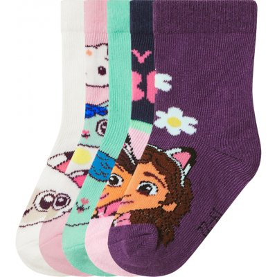 Dětské ponožky 5 párů lila fialová / zelená / černá / bílá / světle růžová – Sleviste.cz