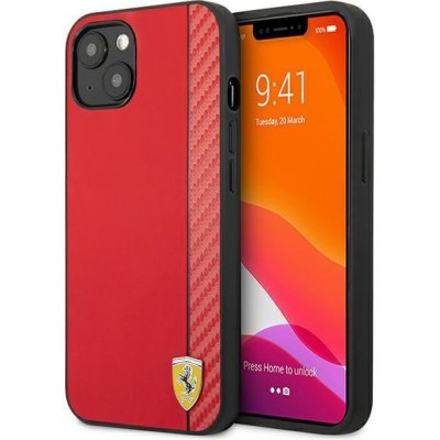 Pouzdro Ferrari hard silikonové iPhone 13 red On Track Carbon Stripe – Zboží Mobilmania