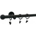 KovovégarnýžeCZ Ballo modern 19 mm Dvouřadá Kroužky s háčky černá matná 300 cm – HobbyKompas.cz