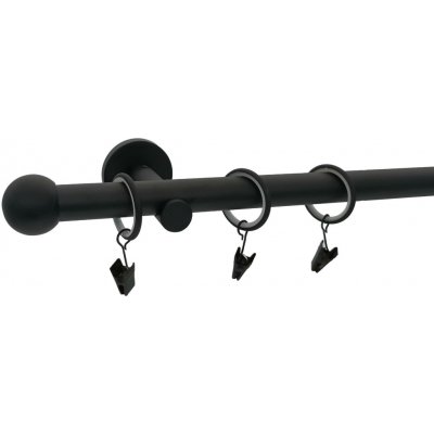 KovovégarnýžeCZ Ballo modern 19 mm Dvouřadá Kroužky s háčky černá matná 300 cm – HobbyKompas.cz