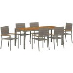 Omaxi 455307 Zahradní jídelní souprava 7 pcs Šedá 190 x 90 x 75 cm polyratan – Hledejceny.cz