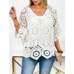 Fashionweek bavlněná krajková halenka boho UB-Acario bílá – Zboží Dáma