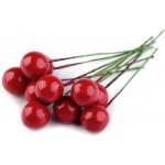 Kuličky / bobule na drátku Ø1,2 cm Varianta: 1 červená, Balení: 20 ks – Zboží Dáma