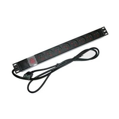 XtendLan ZASUVKA8B-19-C14 Rozvodný panel, 19", 8x 230V, ČSN, přívodní kabel IEC 320 C14, vypínač, indikátor napětí ZASUVKA8B-19-C14 – Zboží Živě