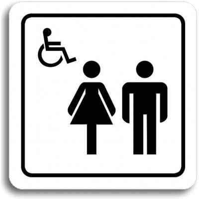 Accept Piktogram "WC ženy, muži, invalidé II" (80 × 80 mm) (bílá tabulka - černý tisk) – Zboží Mobilmania