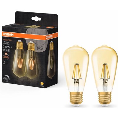 Osram LED žárovka LED E27 6,5W 725lm 2400K Teplá bílá Vintage 1906 Stmívatelná