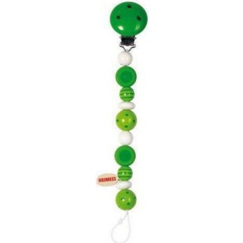 Heimess zelené perličky s proužky a puntíky dřevěná šňůra