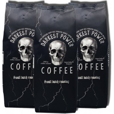 Guggenheimer káva Darkest Power Espresso 100% Robusta hodně kofeinu málo kyselin Silná crema 3 x 1 kg