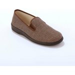 Domácí pantofle se ševronovým vzorem a postranními pruženkami kaštanová – Zboží Dáma