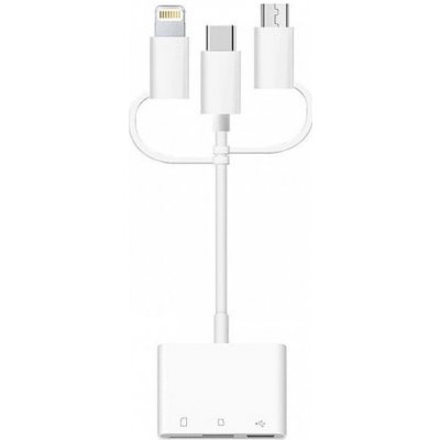 AppleKing 3v1 rozbočovač z USB-C / lightning / micro USB na čtečku SD a TF karet / USB – Zbozi.Blesk.cz