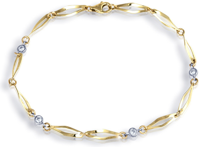 Gemmax Jewelry zlatý náramek se zirkony článkový řetízek na ruku žluto-bílé  zlato GLBCBxx2097 od 8 384 Kč - Heureka.cz