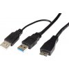 usb kabel Goobay 19.92.1009 USB 5Gbps Y 2x USB 3.0 A(M) - microUSB 3.0 B(M), 0,3m, černý