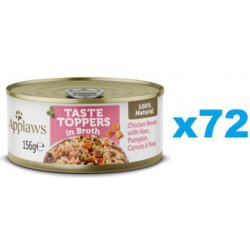 Applaws Taste Toppers Broth Kuře se šunkou 72 x 156 g