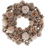 Autronic Věnec zdobený 34 cm se šiškami, hnědý PRZ3358 Hnědá, Dřevo – Zboží Dáma