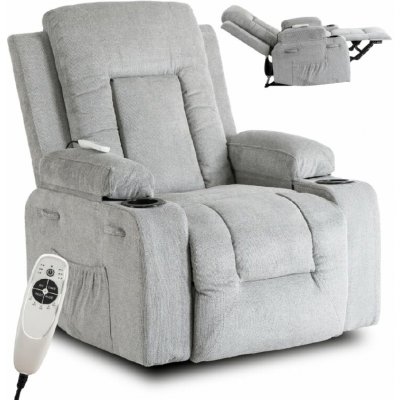 JAKS Masážní křeslo světle šedé látka Box 2 – Zboží Dáma